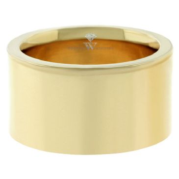 18k Yellow Gold 12mm Flat Wedding Band Super Heavy Weight