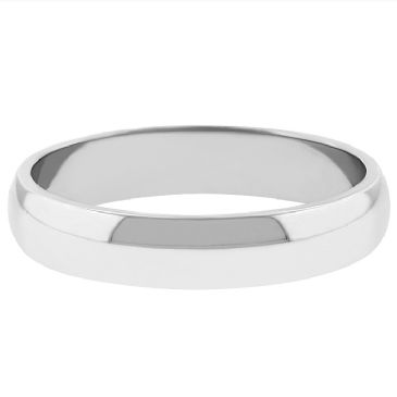 14k White Gold 4mm Dome Wedding Band Medium Weight