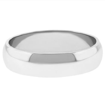 14k White Gold 5mm Dome Wedding Band Medium Weight