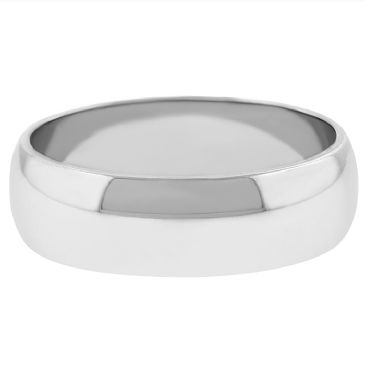 14k White Gold 6mm Dome Wedding Band Medium Weight