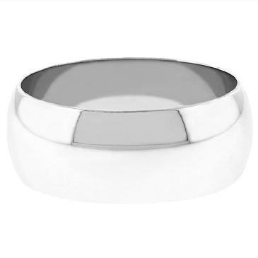 14k White Gold 8mm Dome Wedding Band Medium Weight