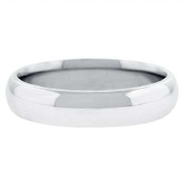 14k White Gold 5mm Comfort Fit Dome Wedding Band Heavy Weight