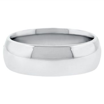 14k White Gold 7mm Comfort Fit Dome Wedding Band Heavy Weight