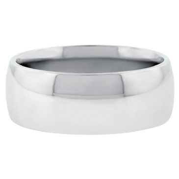 14k White Gold 8mm Comfort Fit Dome Wedding Band Heavy Weight