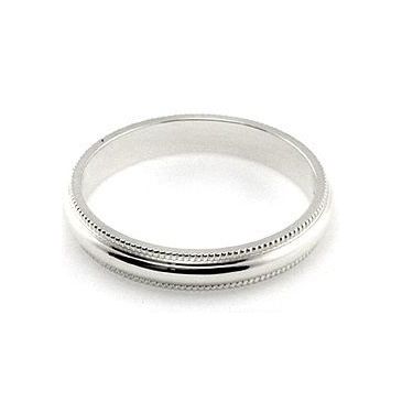 14k White Gold 3mm  Milgrain Wedding Band Medium Weight