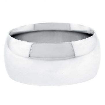 14k White Gold 10mm Comfort Fit Dome Wedding Band Heavy Weight