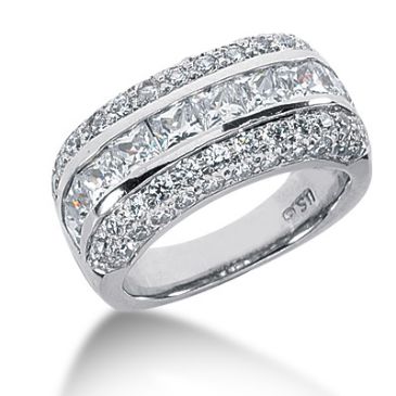 14K Round Brilliant Princess Cut Diamonds Anniversary Ring (3.25ctw.)