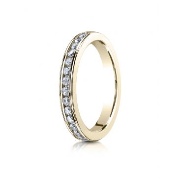 18K YELLOW GOLD 3mm High Polished Channel Set 16-Stone Diamond Ring (.32ct)