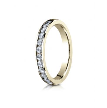 14k YELLOW GOLD 3mm High Polished Channel Set 12-Stone Diamond Ring (.48ct)