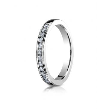 14k White Gold 3mm High Polished Channel Set 12-Stone Diamond Ring (.24ct)