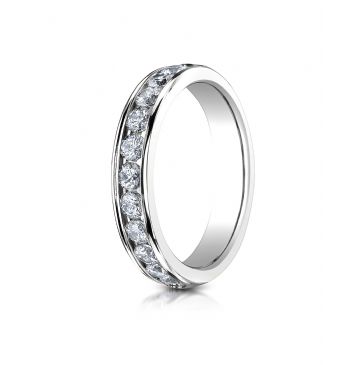 18K White Gold 4mm High Polished Channel Set 12-Stone Diamond Ring (.72ct)