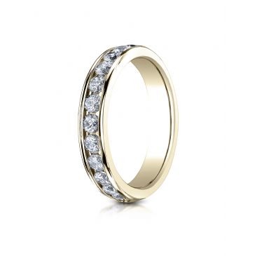 18K YELLOW GOLD 4mm High Polished Channel Set 12-Stone Diamond Ring (.72ct)