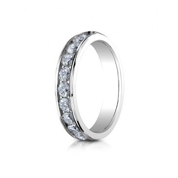 18K White Gold 4mm High Polished Channel Set 12-Stone Diamond Ring (.96ct)