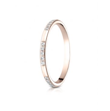 14k Rose Gold 2mm pave set diamond ring (0.15)ctw
