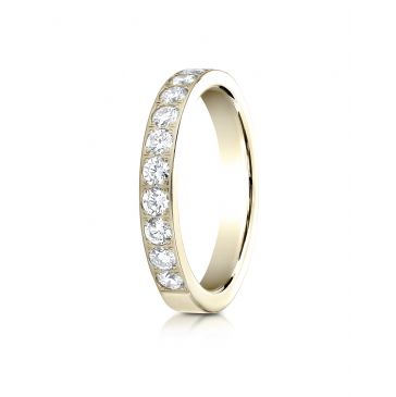 14k Yellow Gold 3mm high polish pave set 11 Stone Diamond Ring (.66)