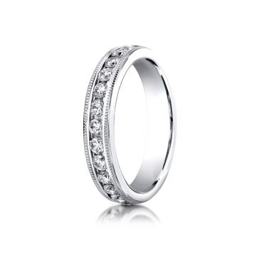 18K White Gold 4mm Channel Set  Eternity Ring with Milgrain.