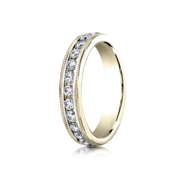 18K YELLOW GOLD 4mm Channel Set  Eternity Ring with Milgrain.