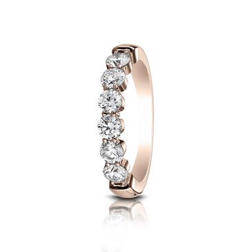 14k White Gold 3mm high polish Shared Prong 6 Stone Diamond Ring (0.96ctw)