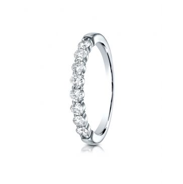 14k White Gold 3mm high polish Shared Prong 8 Stone Diamond Ring (0.48)ctw
