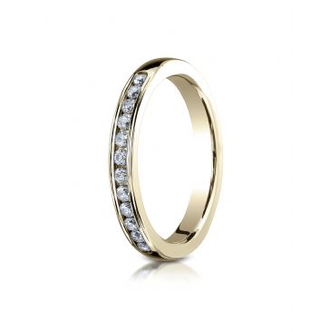 18K YELLOW GOLD 3mm High Polished Channel Set 12-Stone Diamond Ring (.24ct)