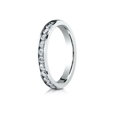 14k White Gold 3mm High Polished Channel Set 12-Stone Diamond Ring (.48ct)