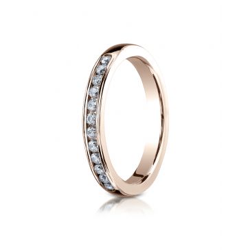 14k ROSE GOLD 3mm High Polished Channel Set 12-Stone Diamond Ring (.24ct)