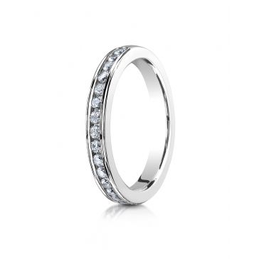 14k White Gold 3mm High Polished Channel Set 16-Stone Diamond Ring (.32ct)