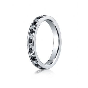 14k White Gold 3mm Channel Set -Stone White&Black Diamond Eternity Ring