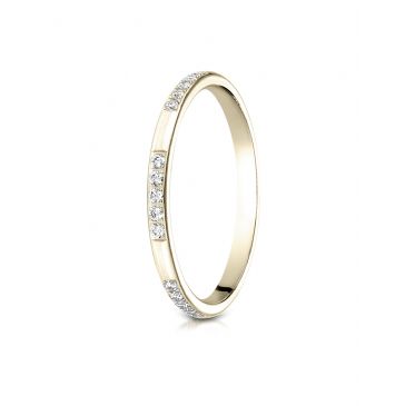 14k Yellow Gold 2mm pave set diamond ring (0.15)ctw