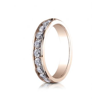 14k ROSE GOLD 4mm High Polished Channel Set 12-Stone Diamond Ring (.96ct)