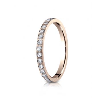 14k Rose Gold 2mm Pave Set  Eternity Ring