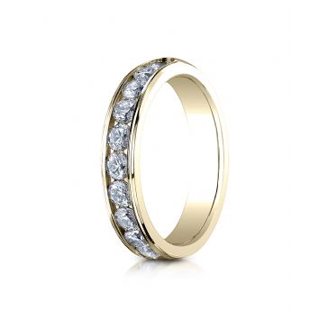 14k YELLOW GOLD 4mm High Polished Channel Set 12-Stone Diamond Ring (.96ct)