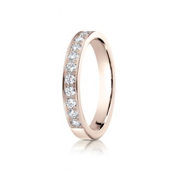 14k Rose Gold 3mm high polish pave set 12 Stone Diamond Ring (.48)