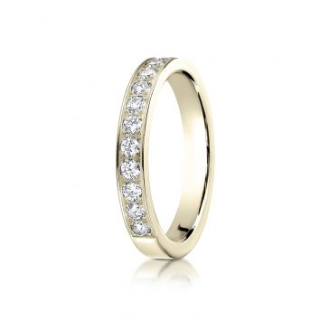 14k Yellow Gold 3mm high polish pave set 12 Stone Diamond Ring (.48)