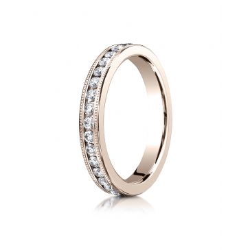 14k ROSE GOLD 3mm Channel Set  Eternity Ring with Milgrain.