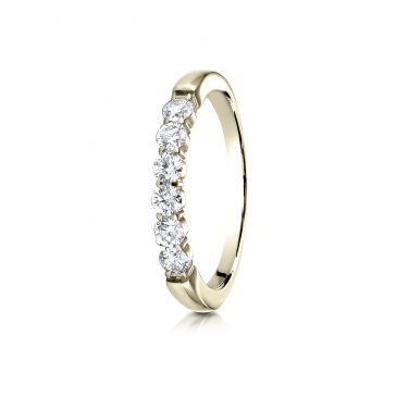 14k Yellow Gold 3mm high polish Shared Prong 6 Stone Diamond Ring (0.48)ctw