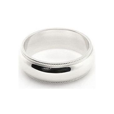 18k White Gold 6mm Milgrain Wedding Band Medium Weight