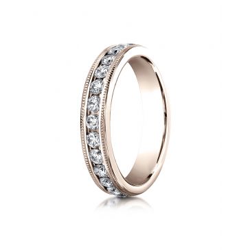 14k ROSE GOLD 4mm Channel Set  Eternity Ring with Milgrain.