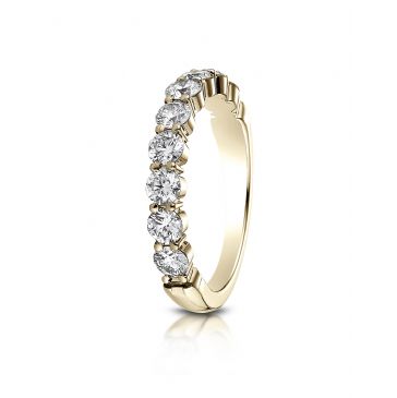 14k White Gold 3mm high polish Shared Prong 9 Stone Diamond Ring (0.99)ctw