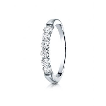 14k White Gold 3mm high polish Shared Prong 6 Stone Diamond Ring (0.48)ctw