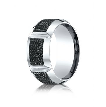 Cobaltchrome 10mm Comfort Fit Blackened Micro hammer Ring