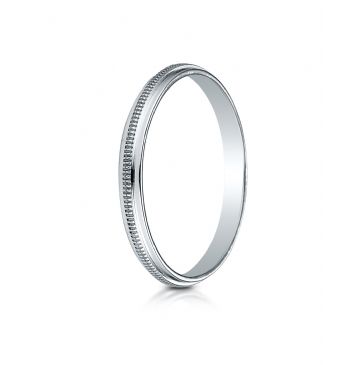 14k White Gold 2mm High Polished Milgrain Center Design Band