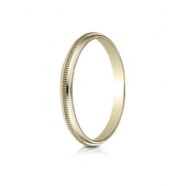 14k Yellow Gold 2mm High Polished Milgrain Center Design Band