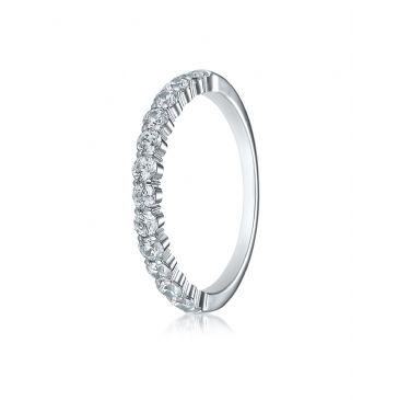 14k White Gold 2.5mm high polish Shared Prong 12 Stone Diamond Ring (0.48)ctw