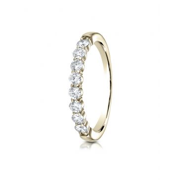 14k Yellow Gold 3mm high polish Shared Prong 8 Stone Diamond Ring (0.48)ctw