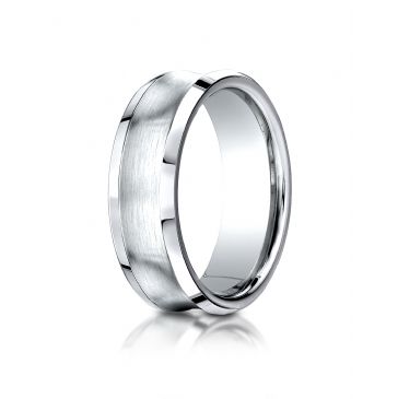 18k White Gold 7.5mm Comfort-Fit Satin-Finished Concave beveled edge  Design Band