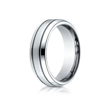 Cobaltchrome 7.0mm Comfort-Fit Satin-Finished Blackened Design Ring