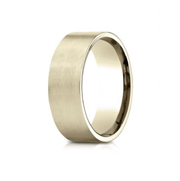 18k Yellow Gold 8mm Comfort-Fit Satin-Finished Carved Design Band