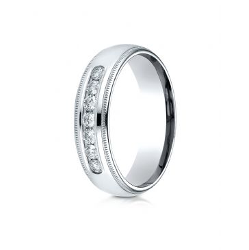 14k White Gold 6mm Comfort-Fit Channel Set 7-Stone Diamond  Ring (0.42ct)