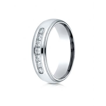18K White Gold 6mm Comfort-Fit Channel Set 7-Stone Diamond  Ring (0.42ct)